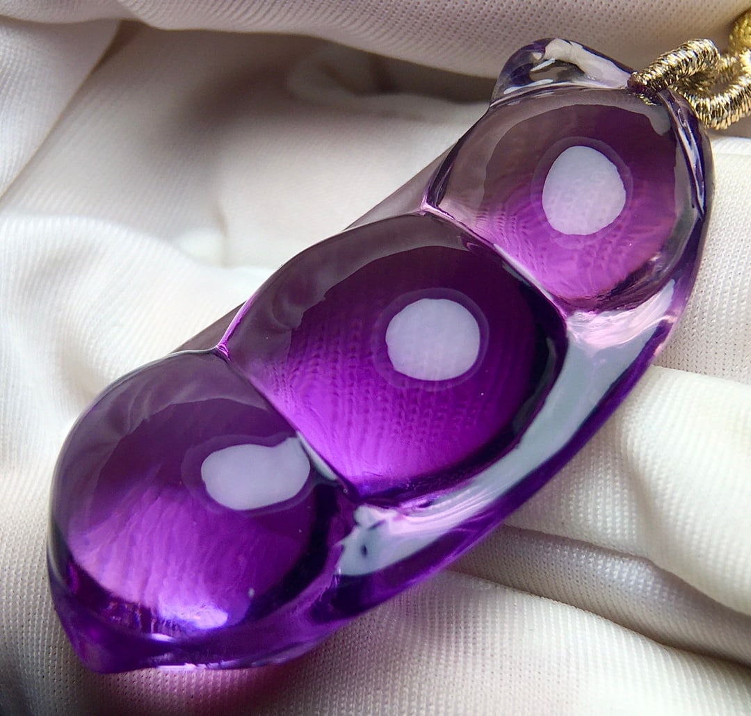 Amethyst Pendant & Necklace - Bean - 7