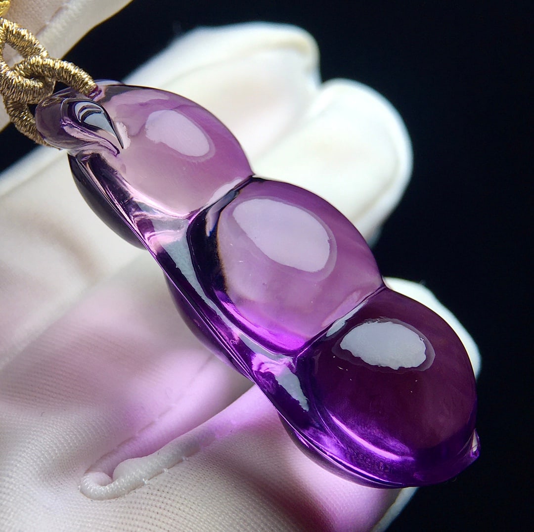 Amethyst Pendant & Necklace - Bean - 8