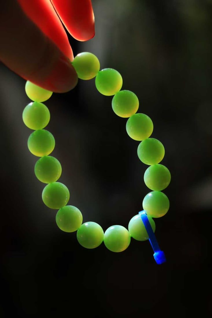 11.6mm Green Hetian Jade cat's eye Bracelet Bangle with Certificate - 6