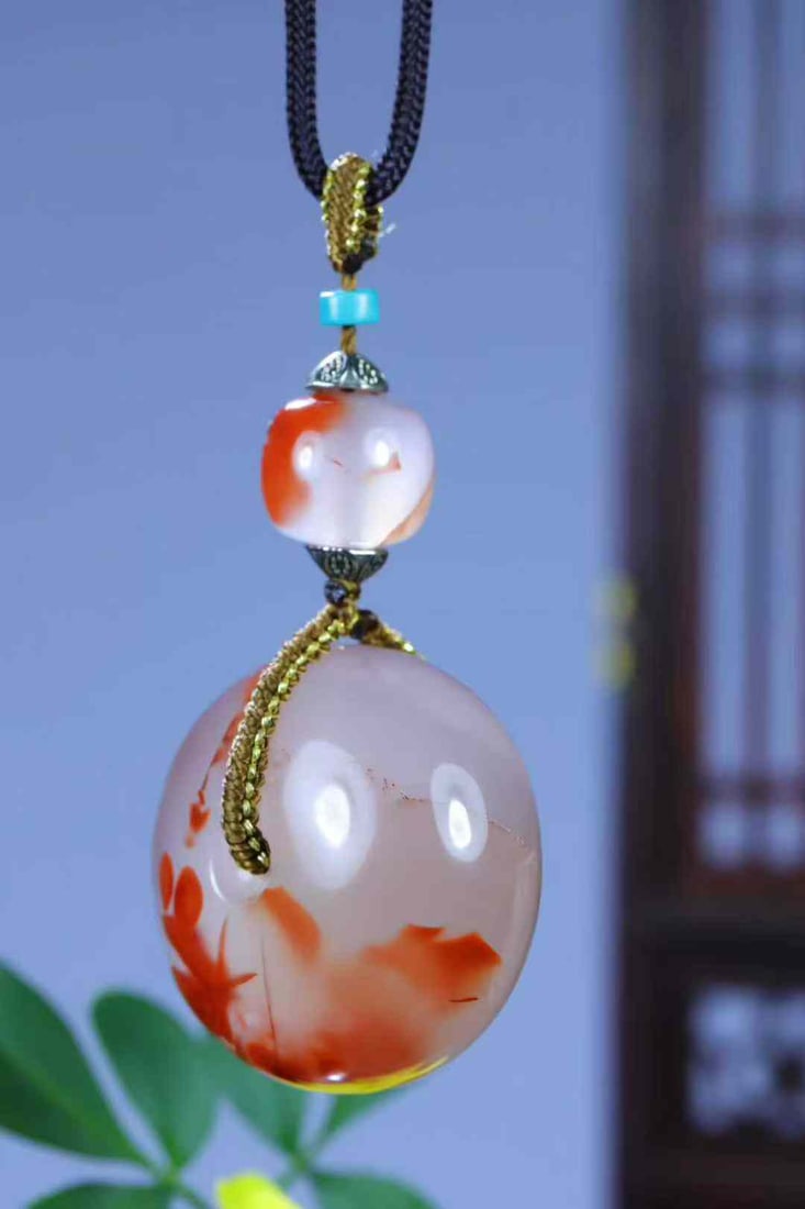 Natural Nanhong Agate Lucky Pendant w Certificate - 2