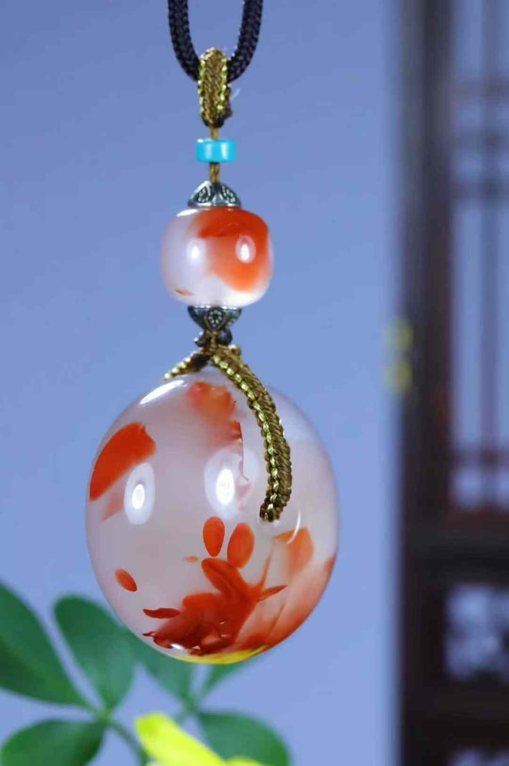 Natural Nanhong Agate Lucky Pendant w Certificate - 3