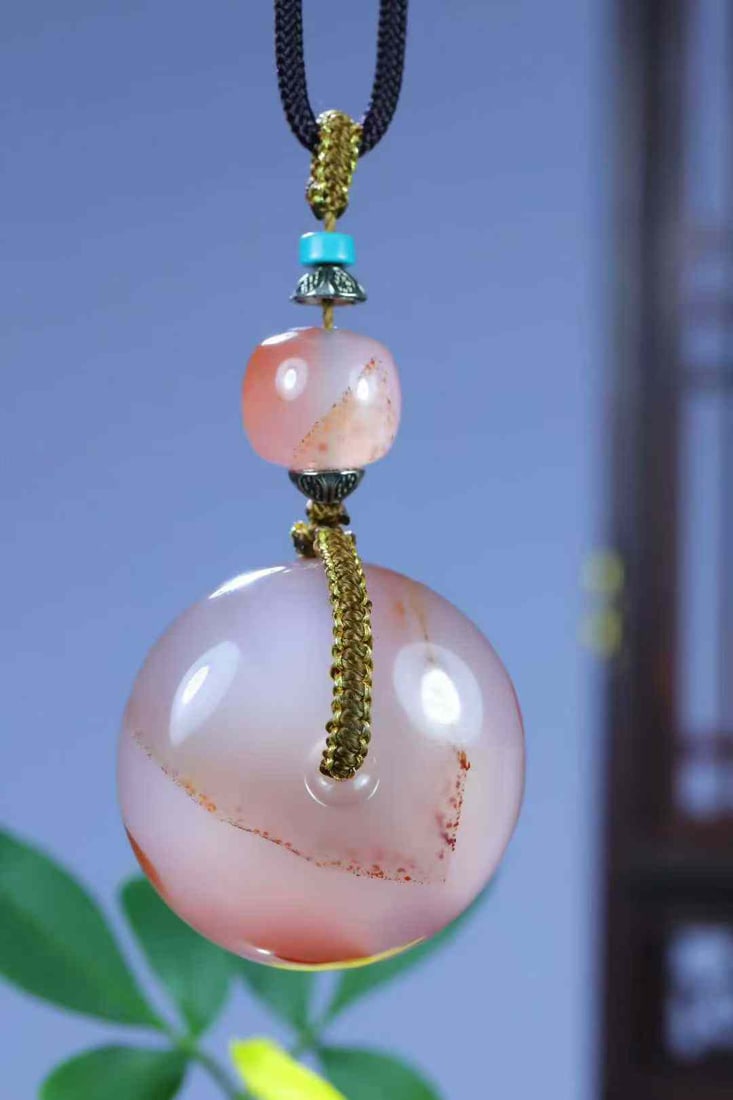 Natural Nanhong Agate Lucky Pendant w Certificate - 4