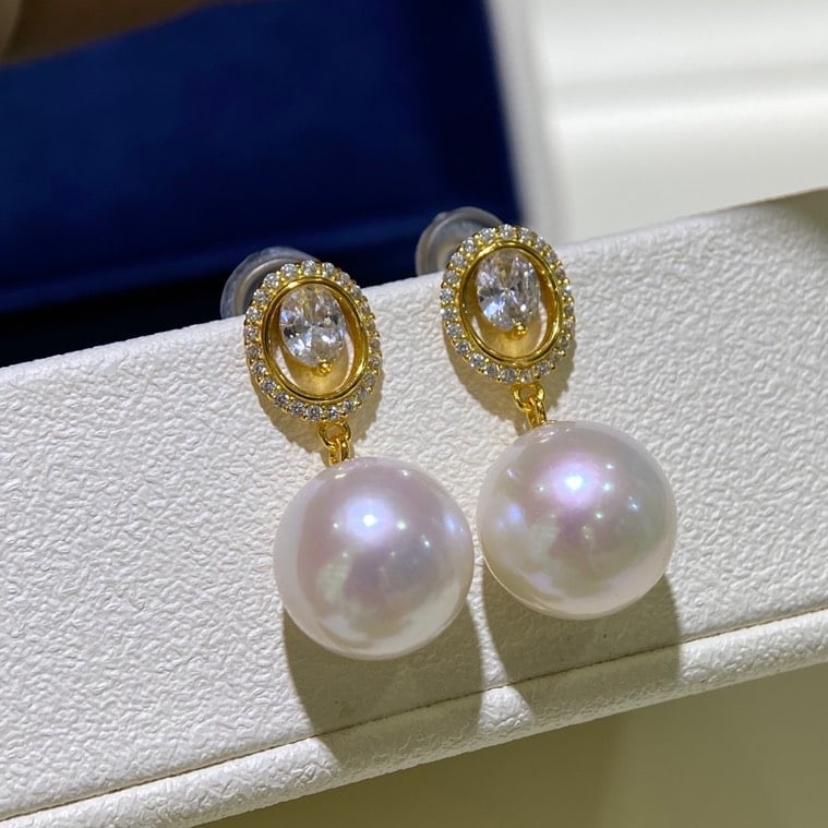 Silver Inlay Pearl Earrings - 2