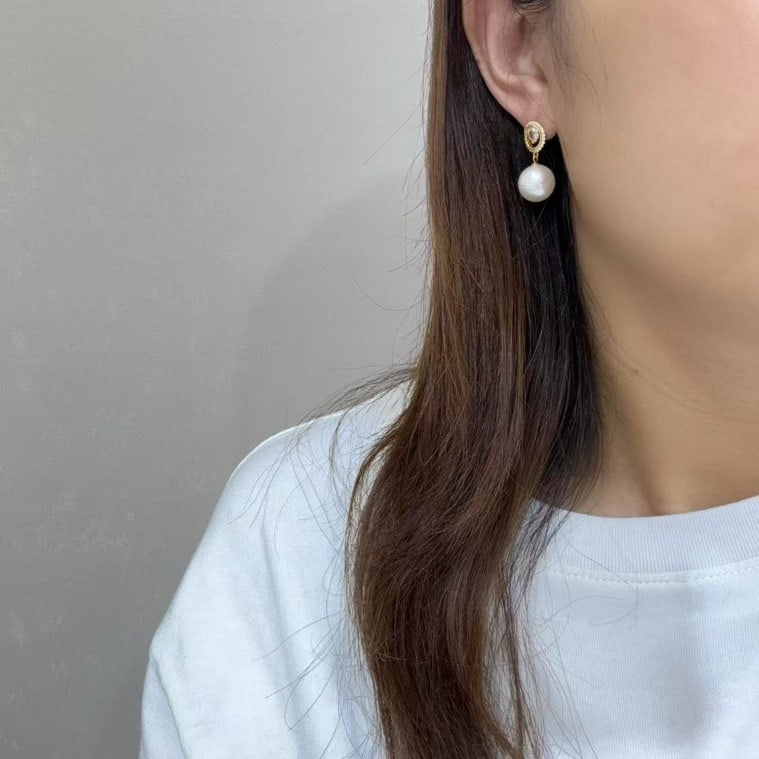 Silver Inlay Pearl Earrings - 3