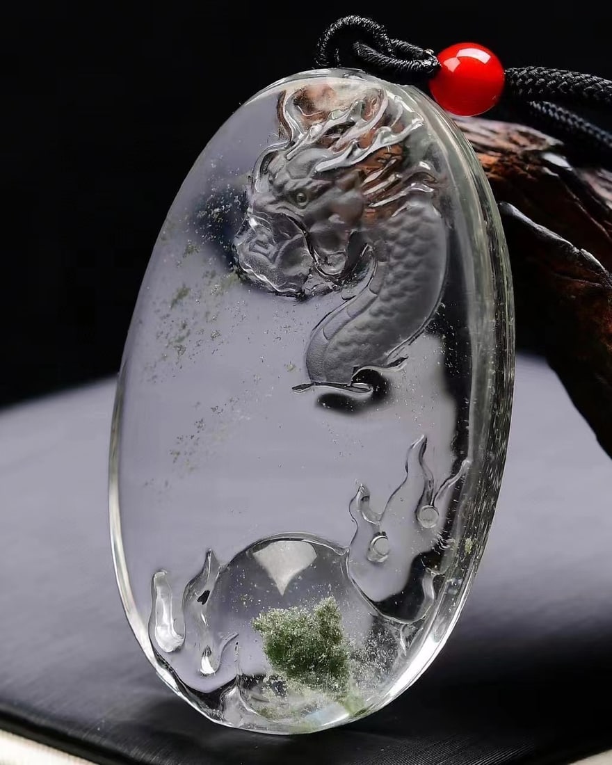 Crystal Dragon Pendant w Certificate - 2
