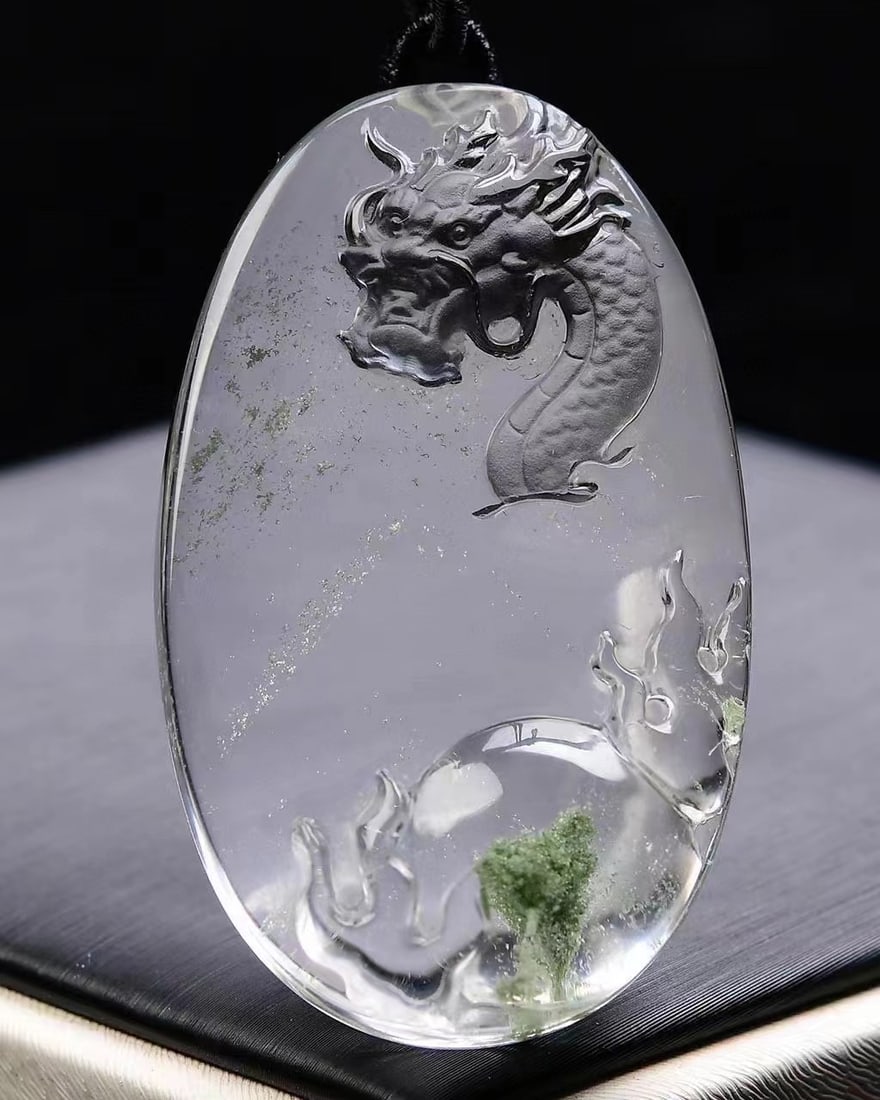Crystal Dragon Pendant w Certificate - 3