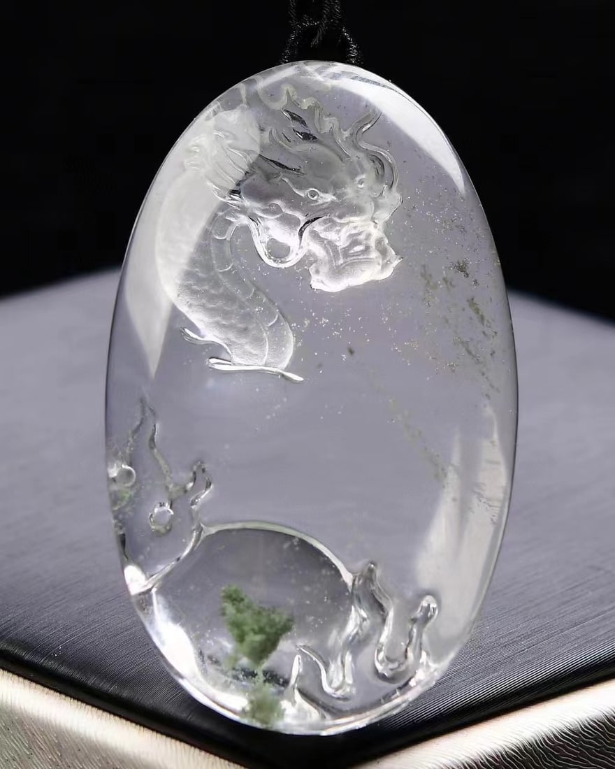Crystal Dragon Pendant w Certificate - 4