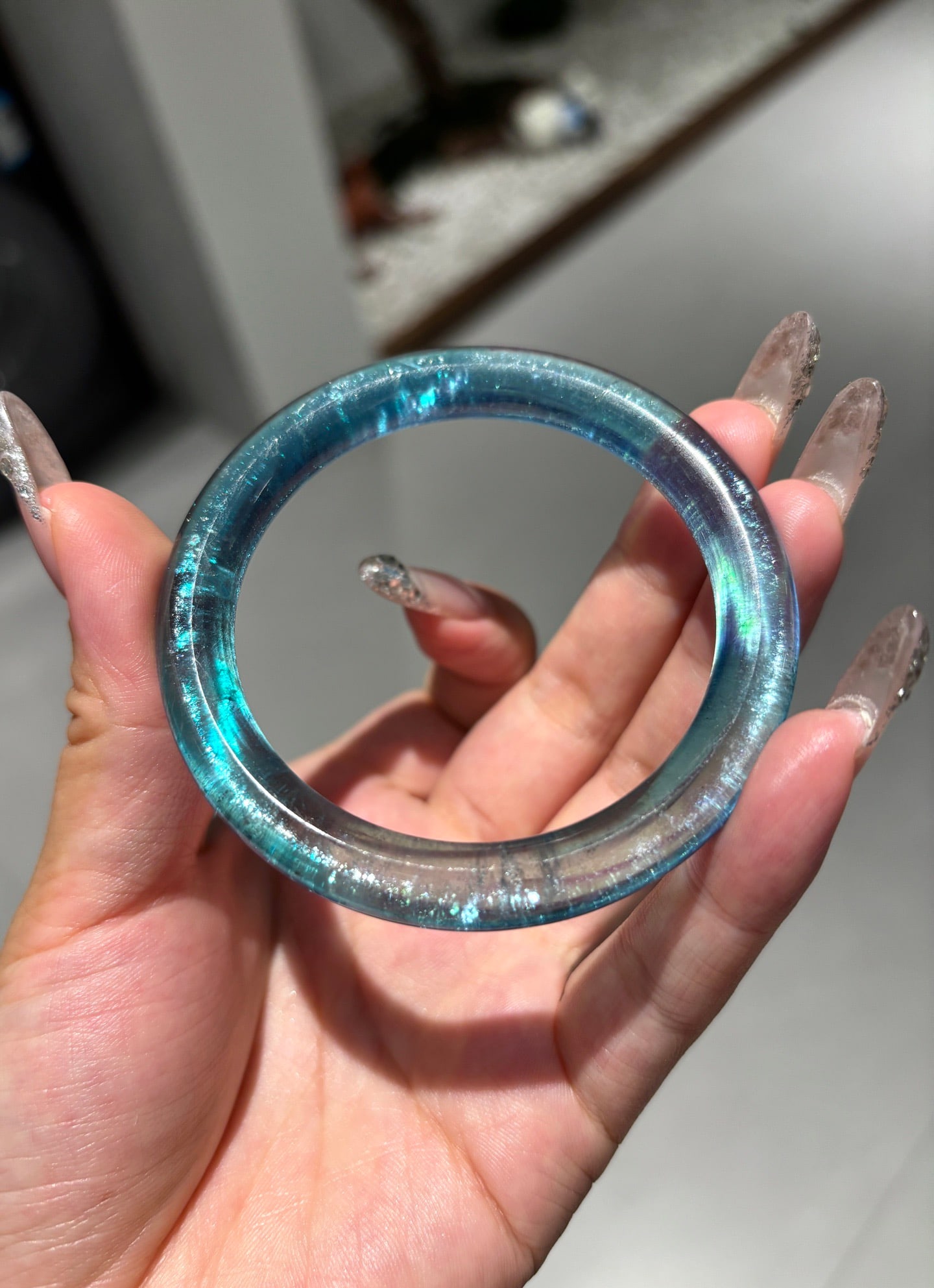 Inside Diameter 55.3mm Natural Aquamarine Bracelet - 6