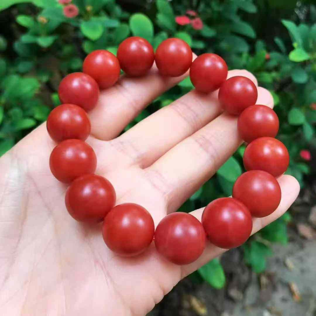14mm Nanhong Hong Agate Beads Bracelet Bangle w Certificate - 5