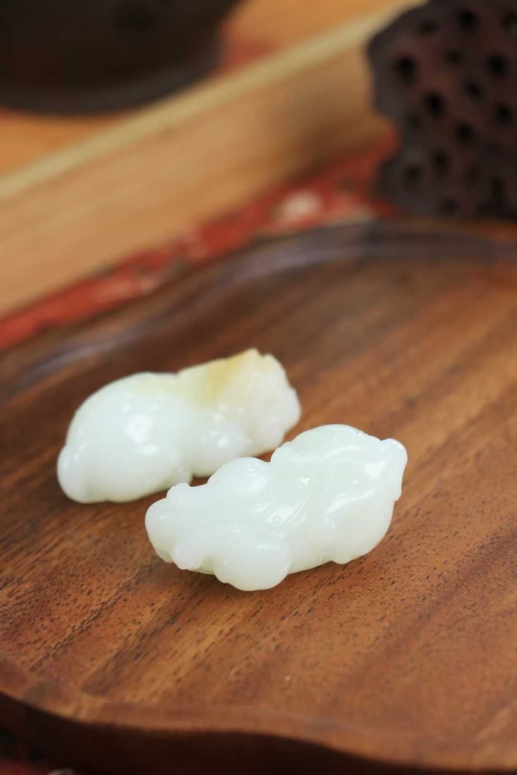 A Pair Hetian Jade Pendant - Pixiu - 5