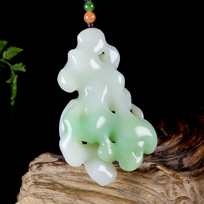 Natural Hetian Jade Taihu Stone Shape Pendant w Certificate - 6