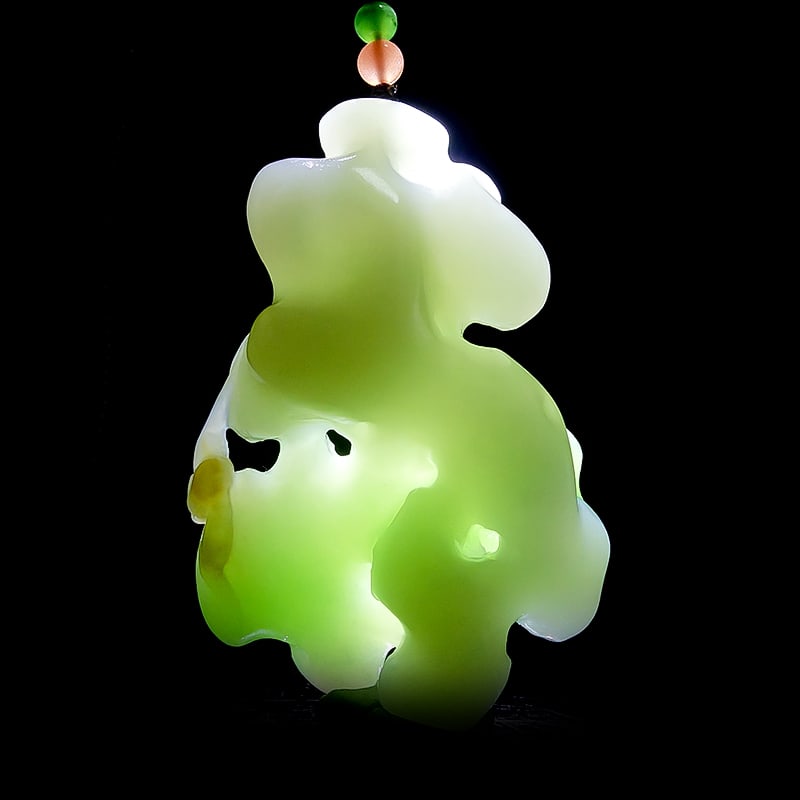 Natural Hetian Jade Taihu Stone Shape Pendant w Certificate - 8