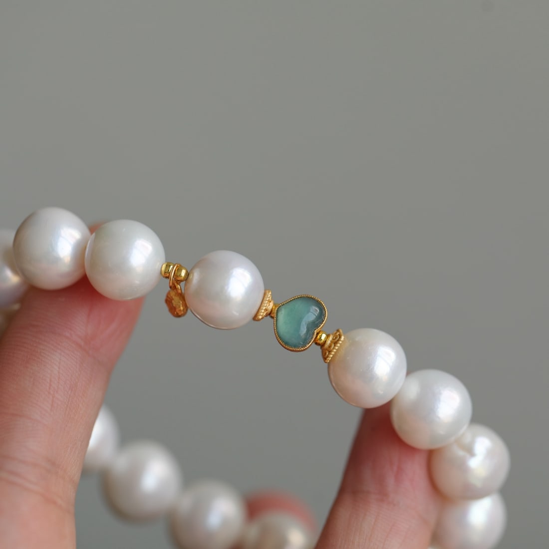 12mm Pearl & Silver Inlay Jadeite Bracelet Bangle - 6