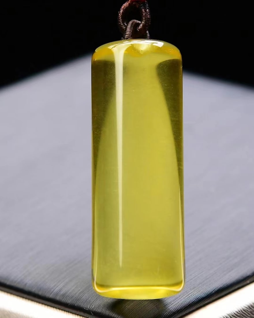 Natural Yellow Crystal Pendant w Certificate - 2