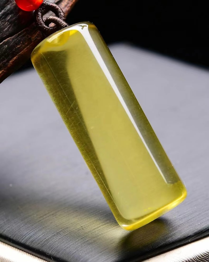 Natural Yellow Crystal Pendant w Certificate - 3