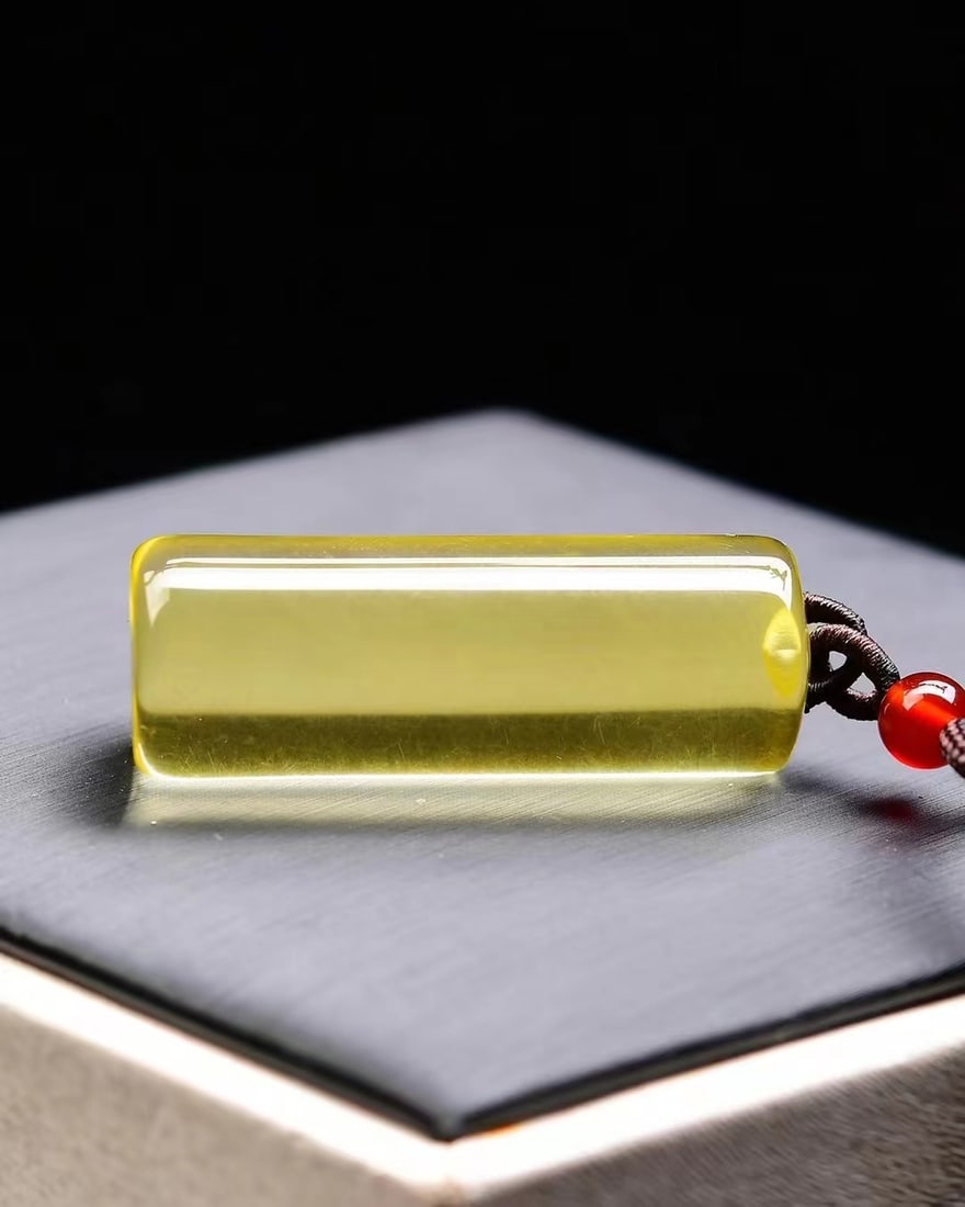 Natural Yellow Crystal Pendant w Certificate - 4