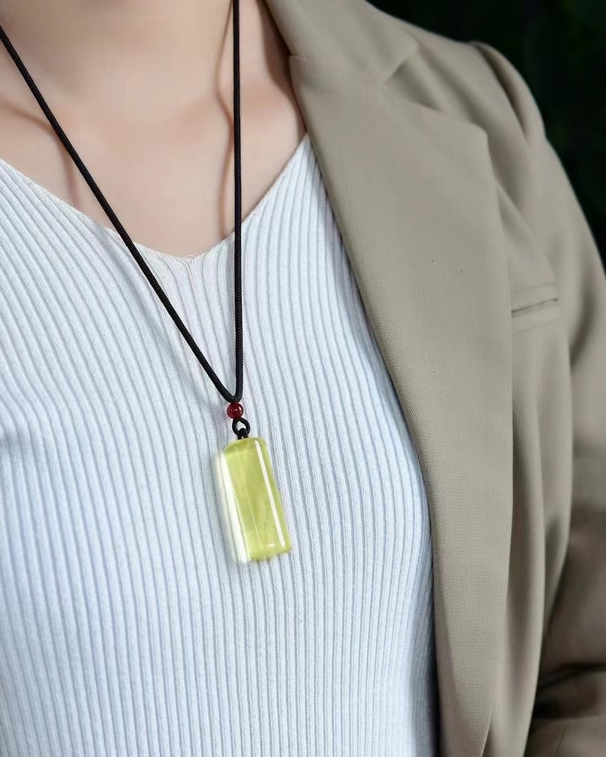 Natural Yellow Crystal Pendant w Certificate - 5