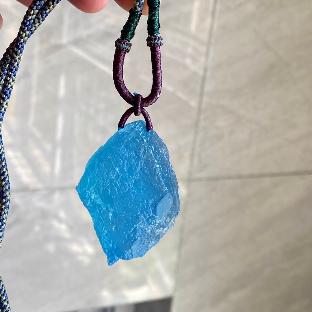 Natural Aquamarine Original Stone Pendant w Certificate - 2