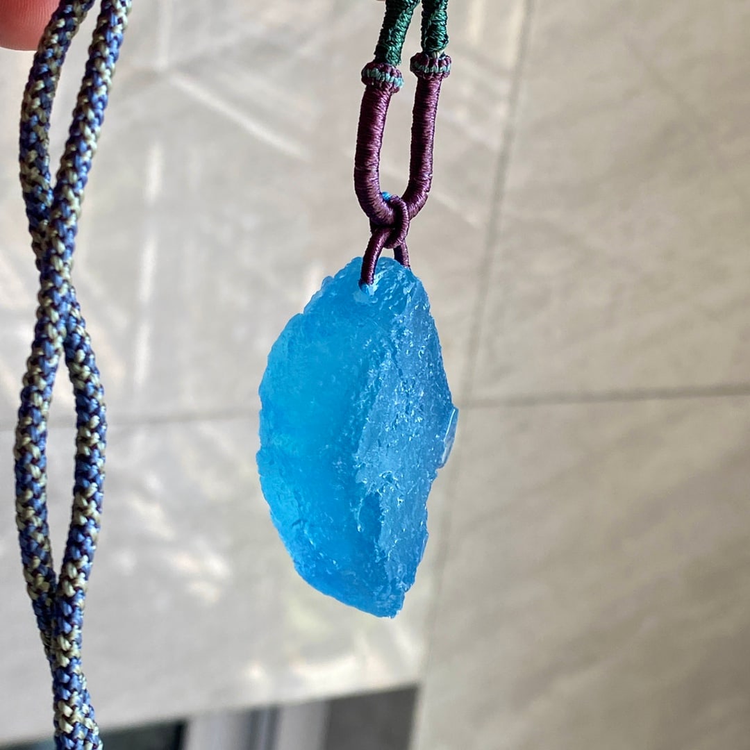 Natural Aquamarine Original Stone Pendant w Certificate - 3