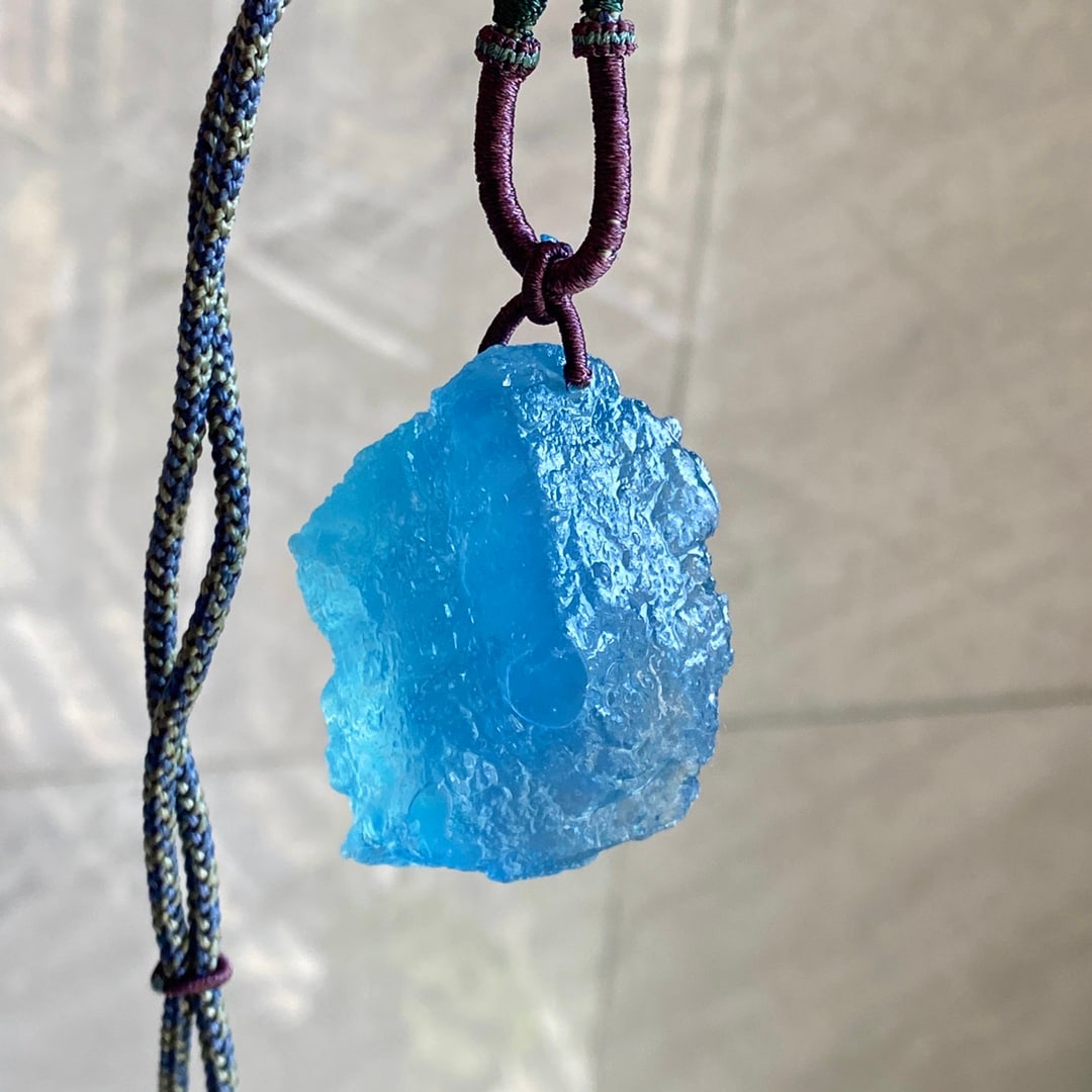 Natural Aquamarine Original Stone Pendant w Certificate - 4