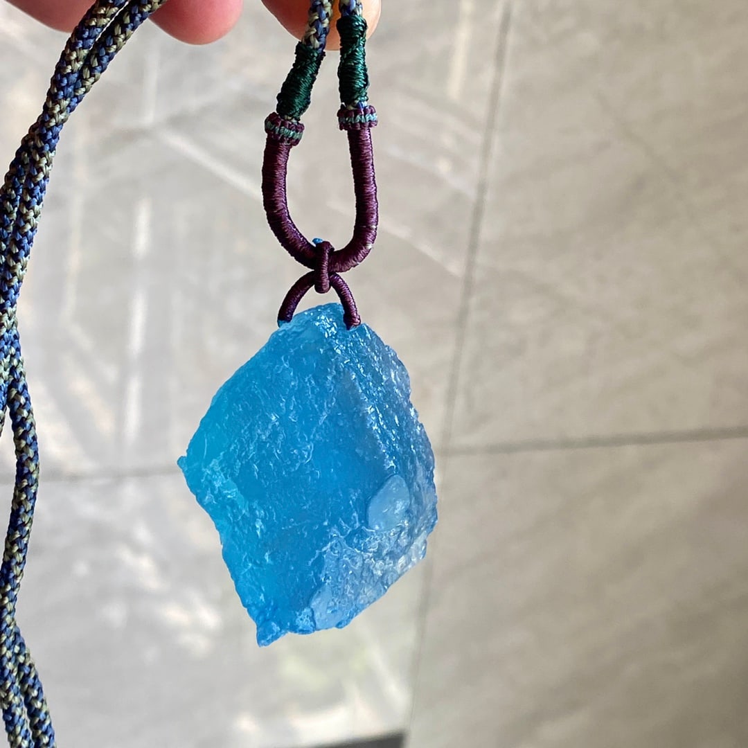 Natural Aquamarine Original Stone Pendant w Certificate - 5