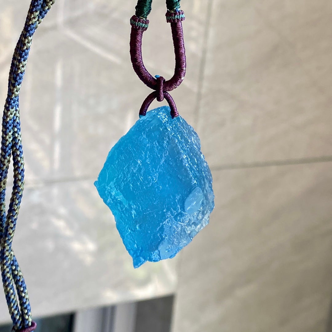 Natural Aquamarine Original Stone Pendant w Certificate - 6