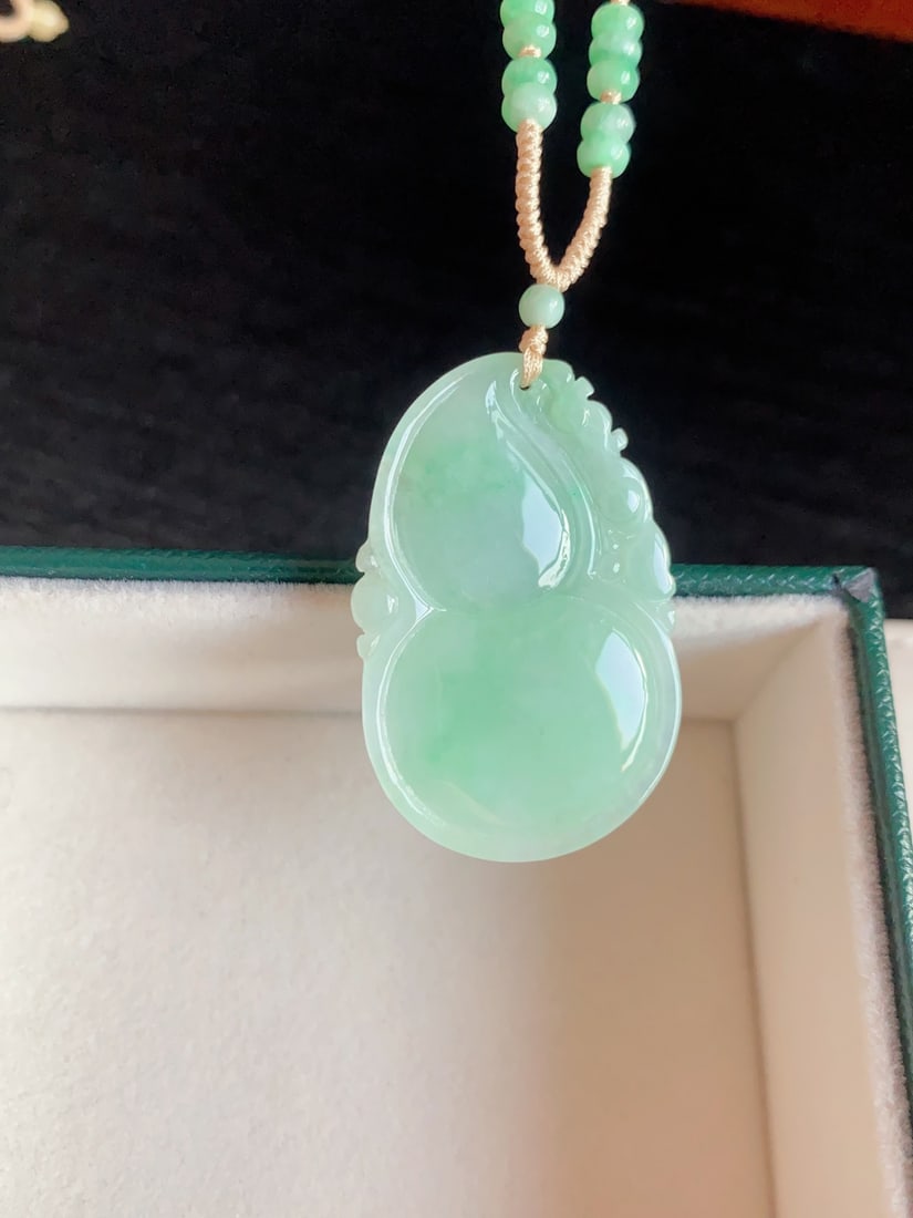 Green Jadeite Pendant - Gourd - 5