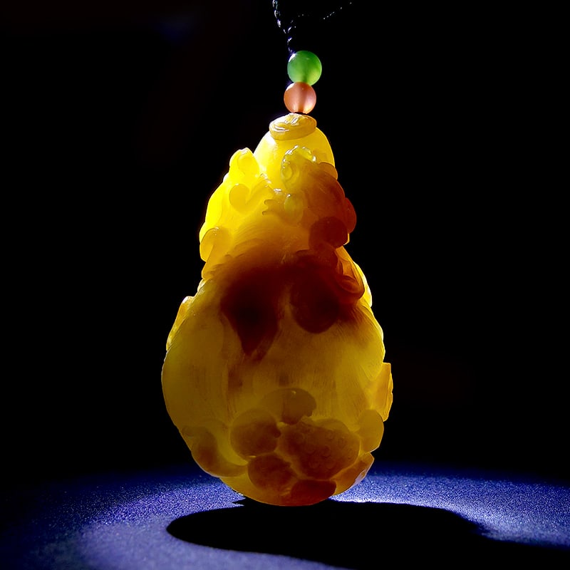 Natural Hetian Jade Hand-carved Lotus & Frog Pendant w Certificate - 6