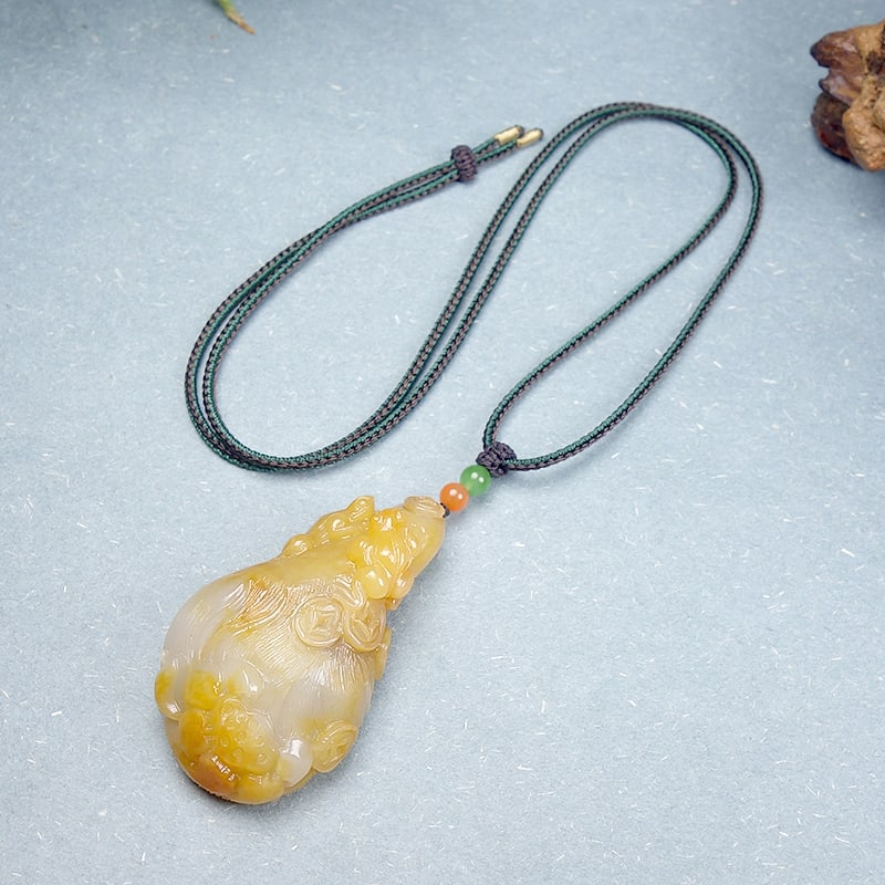 Natural Hetian Jade Hand-carved Lotus & Frog Pendant w Certificate - 7