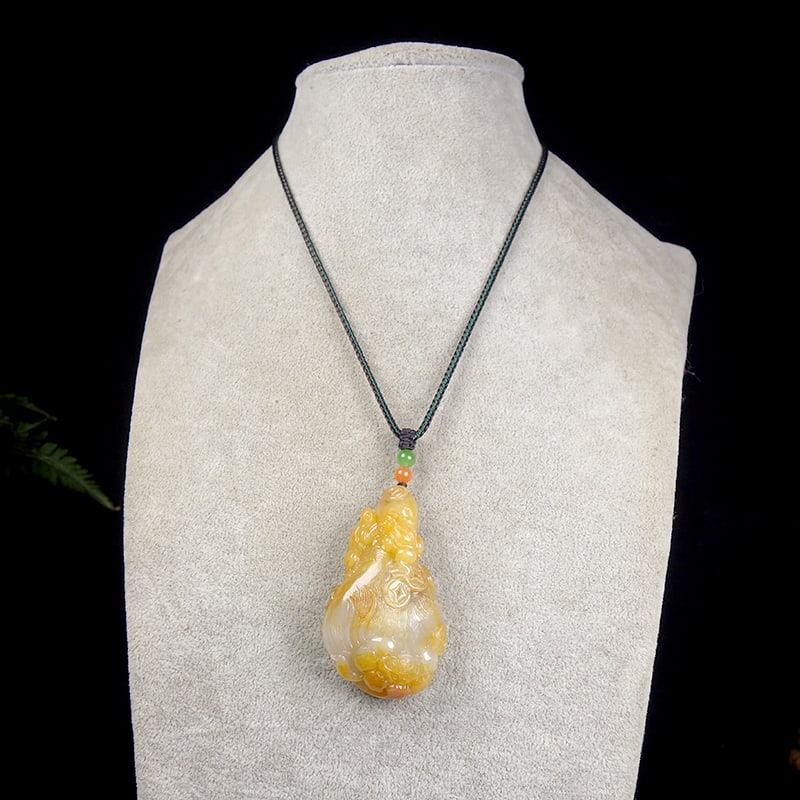 Natural Hetian Jade Hand-carved Lotus & Frog Pendant w Certificate - 8