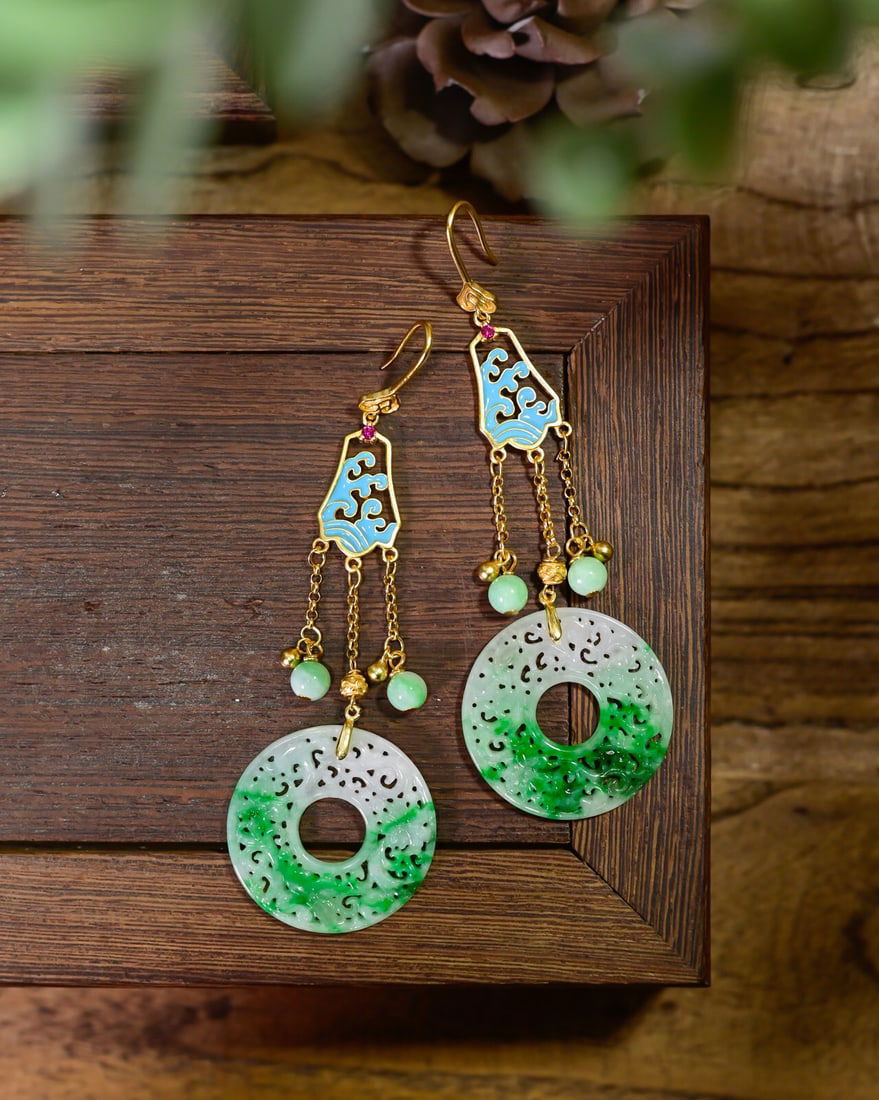 A Pair 925 Silver & Jadeite Earrings - 4