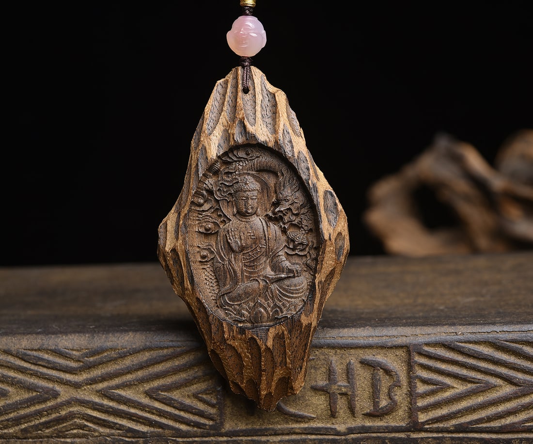 Chenxiang Wood Buddha Pendant & Necklace - 2