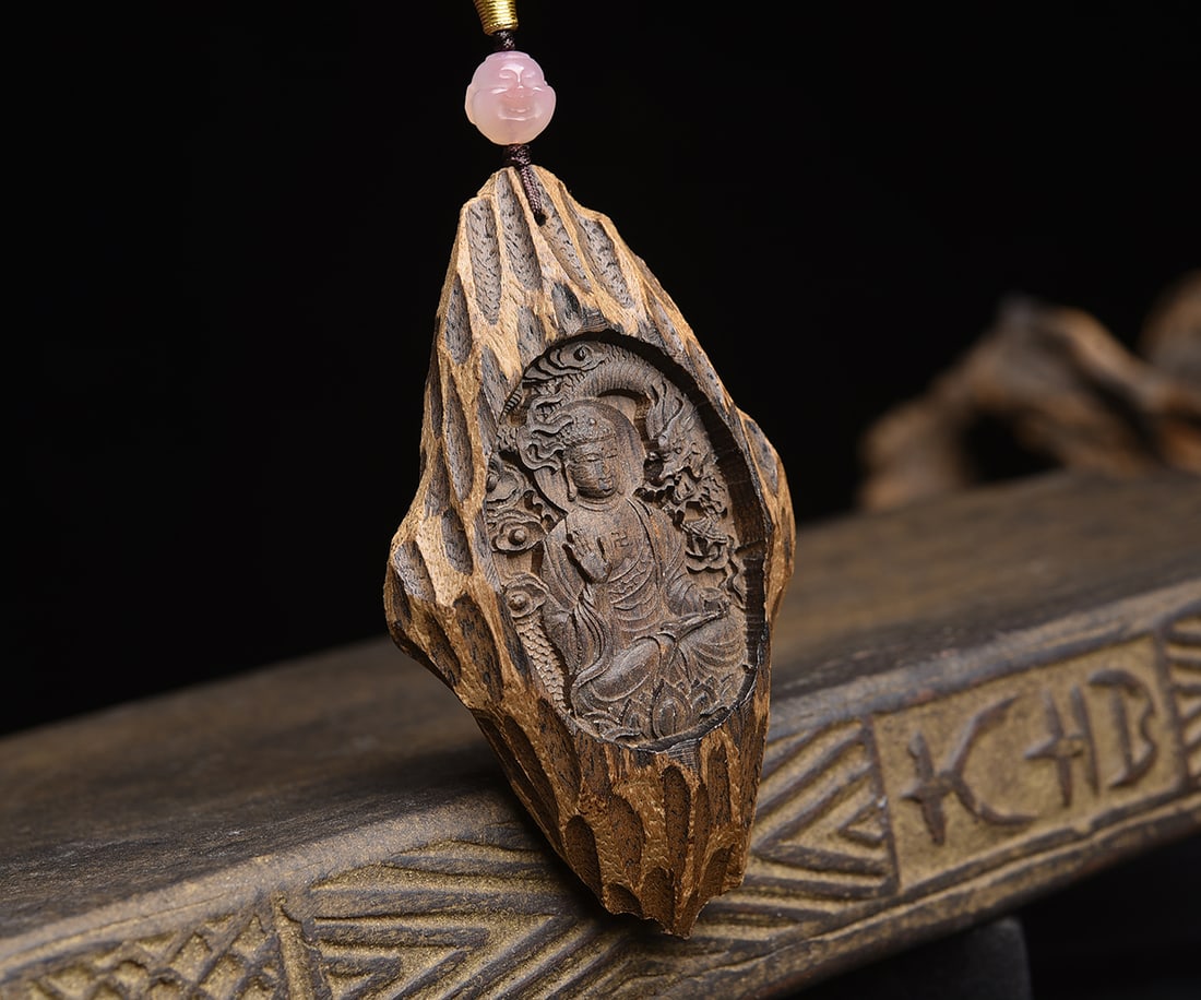 Chenxiang Wood Buddha Pendant & Necklace - 3