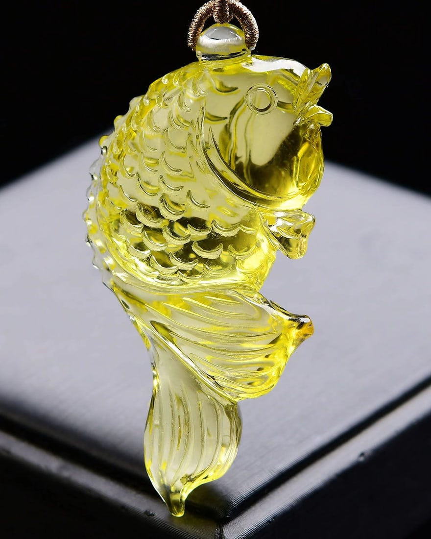Yellow Crystal Pendant - Fish - 2