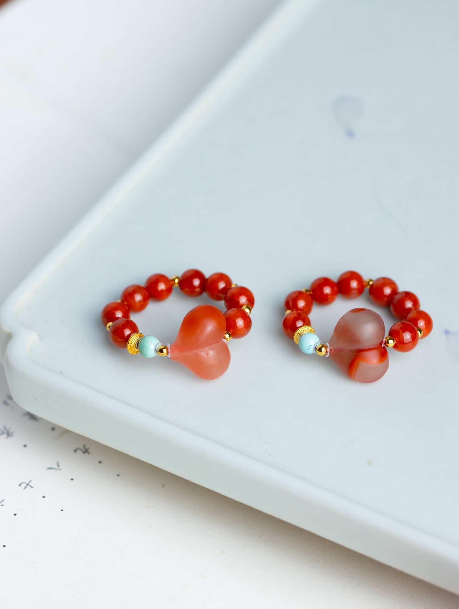 Nanhong Agate Heart-shaped Ring - 2