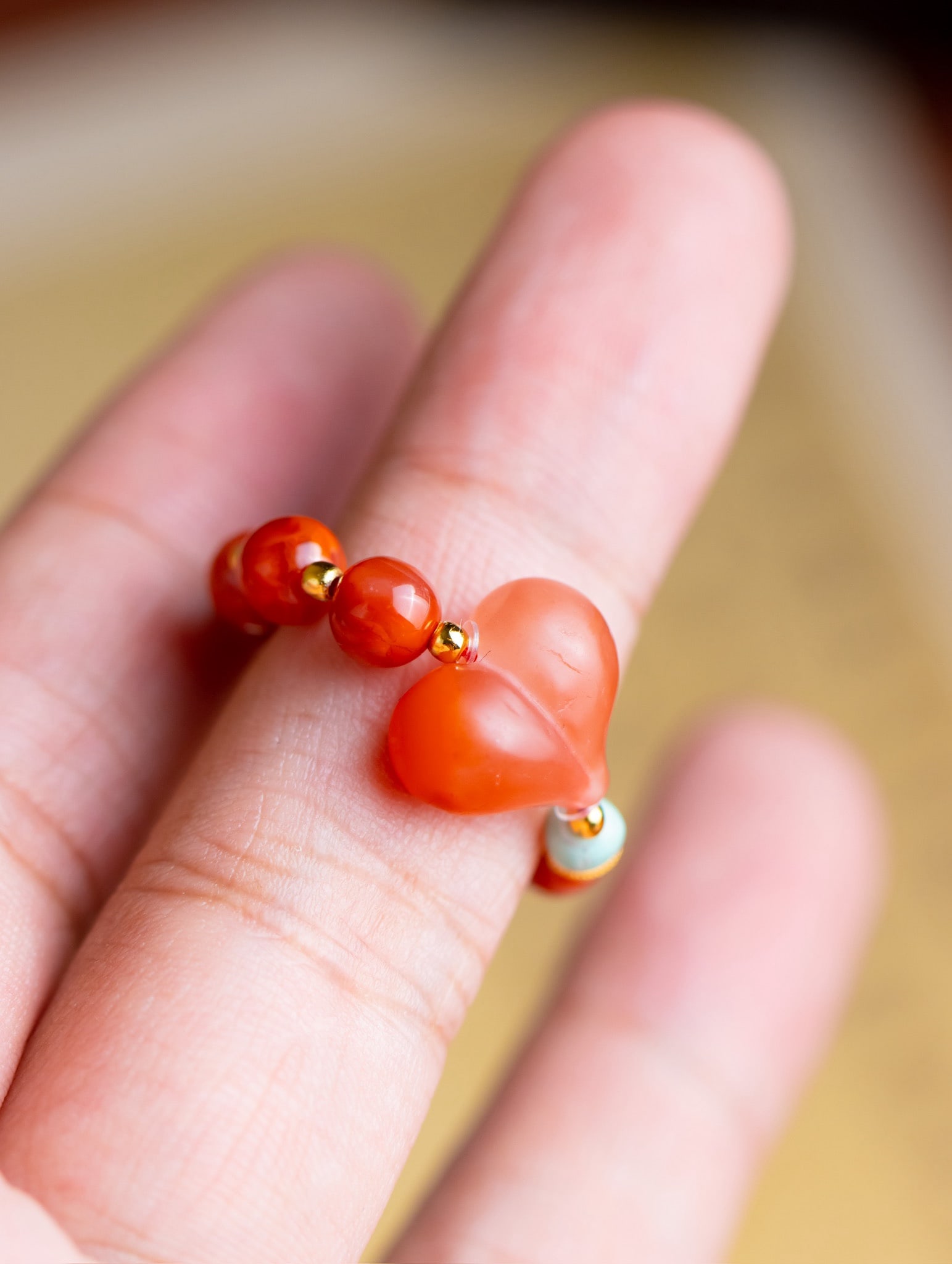 Nanhong Agate Heart-shaped Ring - 3