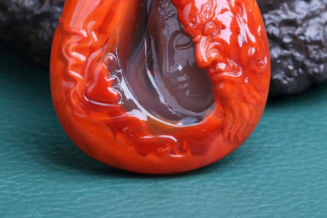 Nanhong Agate Pendant - Buddha - 3