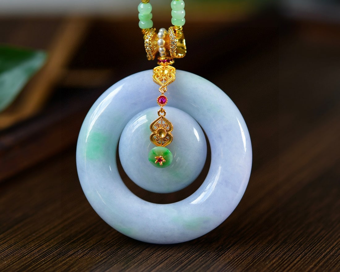 Purple Green Jadeite Lucky Pendant with Certificate: Title: Purple Green Jadeite Lucky Pendant with Certificate Origin: Chinese Date/Period: After2022 Materials: Jadeite Dimensions: 53x12.3(mm) 2.09x0.48(inches) Reserve: $999.00 Shipping: Domestic
