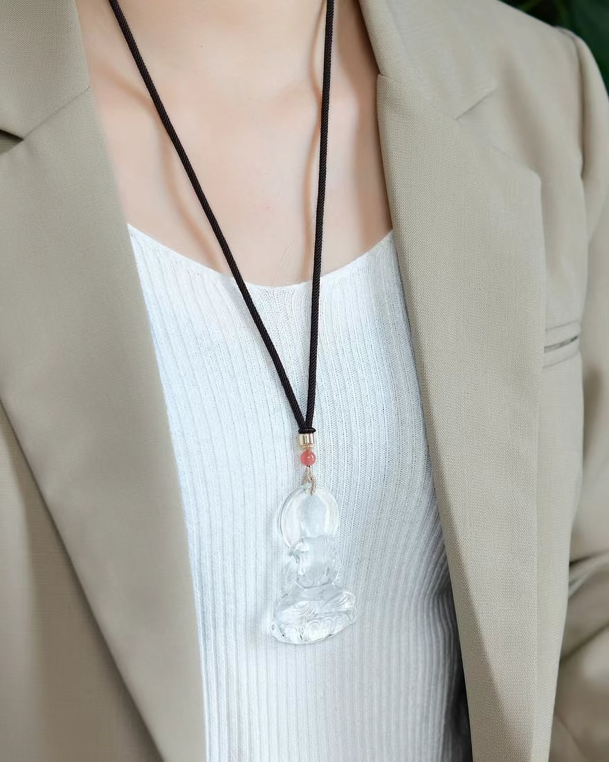 White Crystal Pendant - Kwan-yin - 6