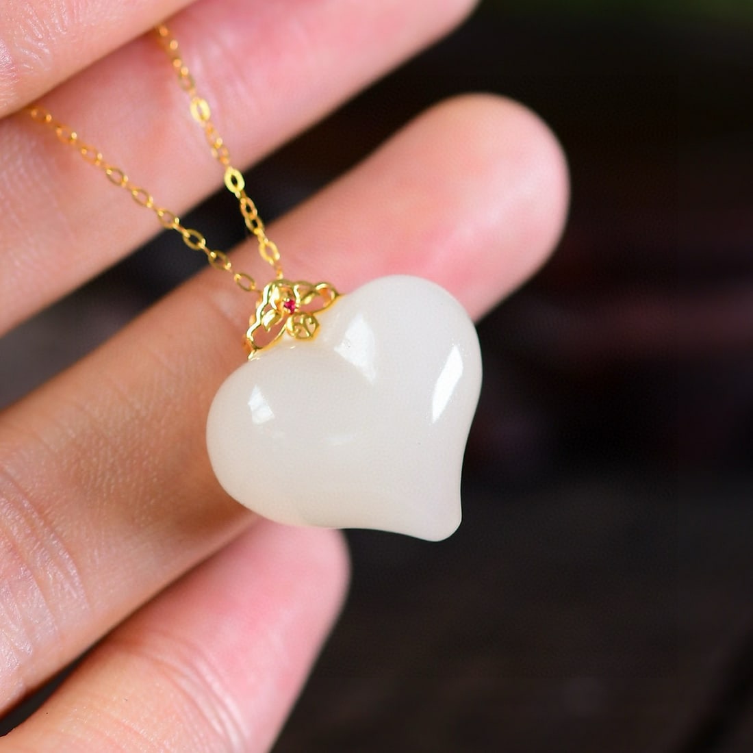 Hetian Jade Heart-shaped Pendant - 4