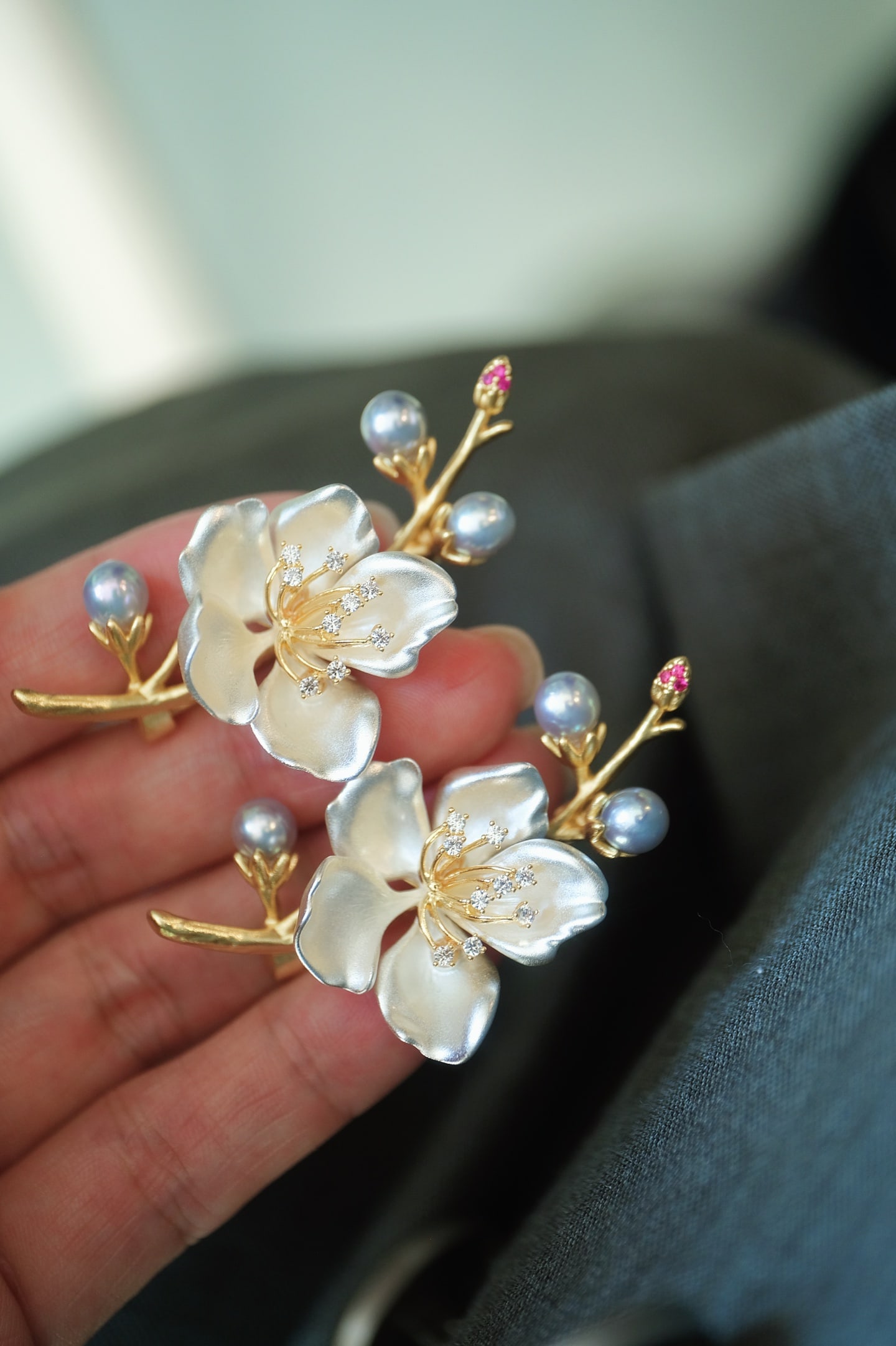 Pearl Plum Blossom Brooch - 5