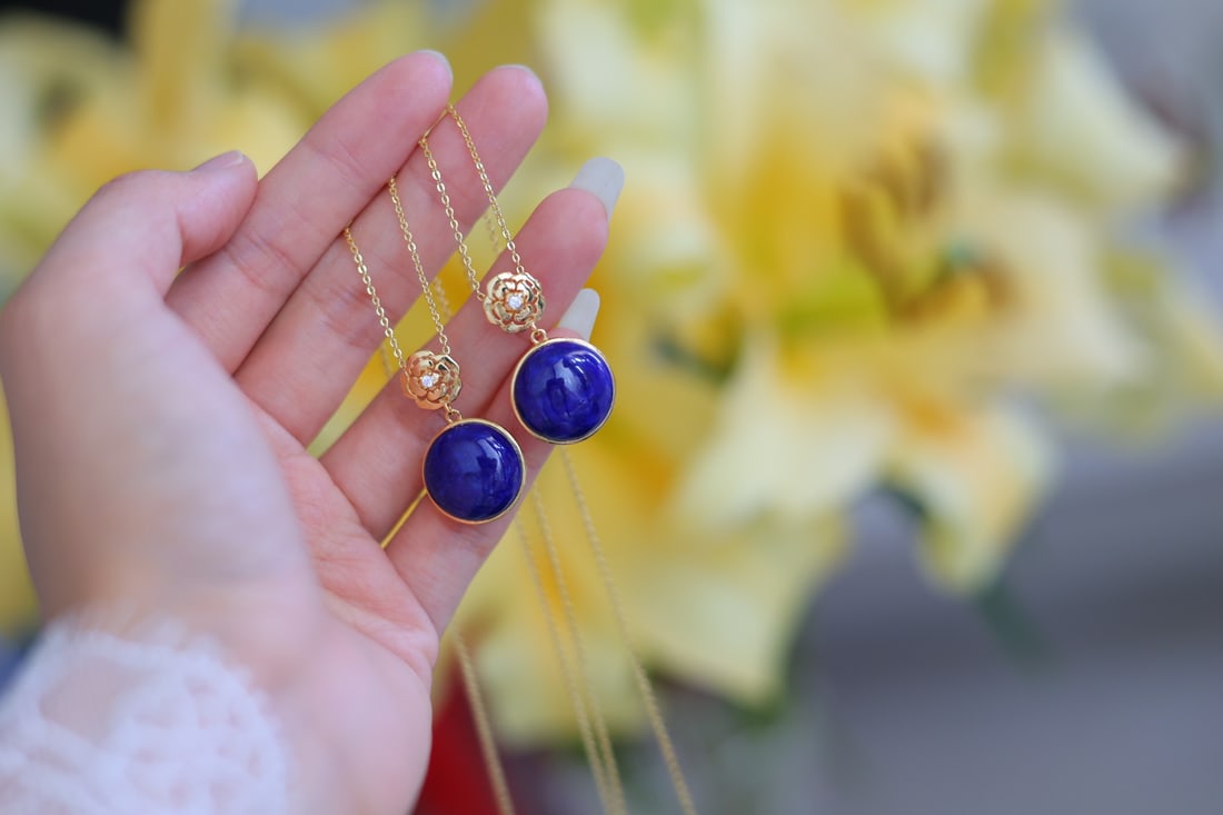 Silver Inlay Lapis Lazuli Earrings - 5