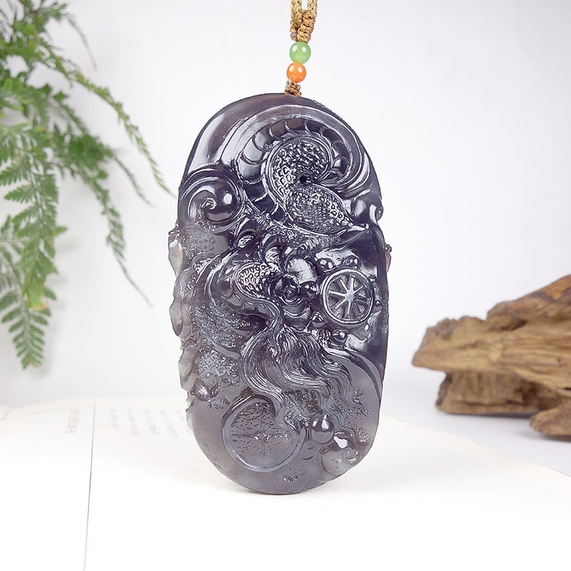 Hetian Jade Hand-Carved Dragon Pendant with Certificate - 3
