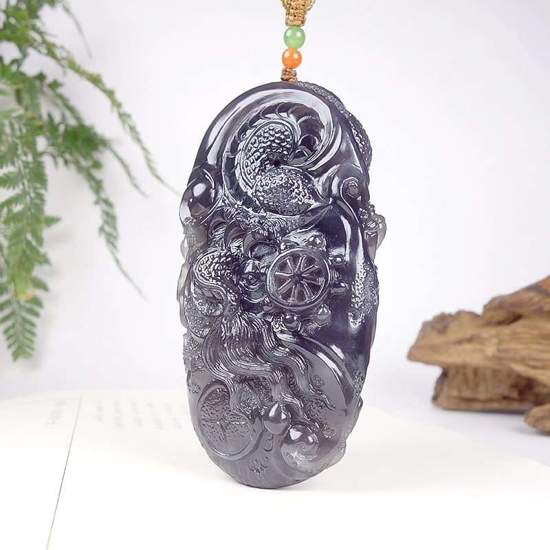 Hetian Jade Hand-Carved Dragon Pendant with Certificate - 4