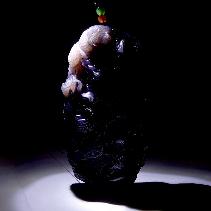 Hetian Jade Hand-Carved Dragon Pendant with Certificate - 5