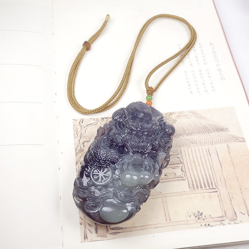 Hetian Jade Hand-Carved Dragon Pendant with Certificate - 6