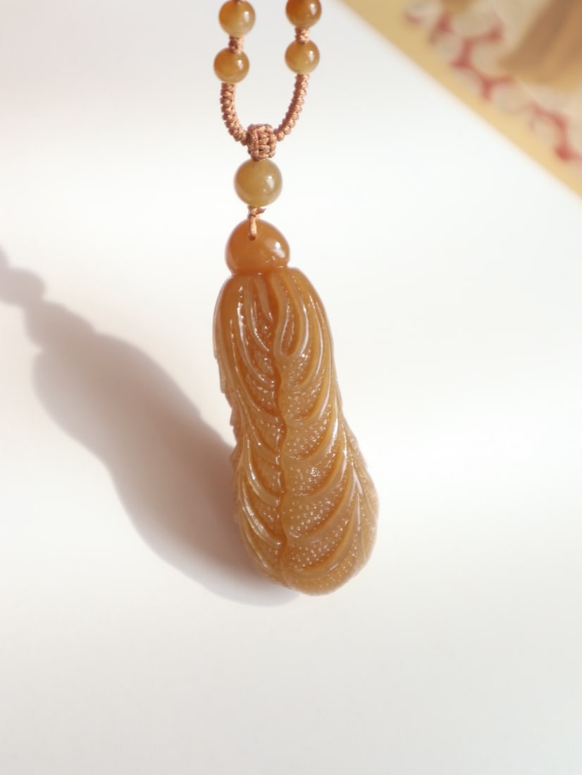 Hetian Jade Hand-Carved Cabbage Pendant - 2