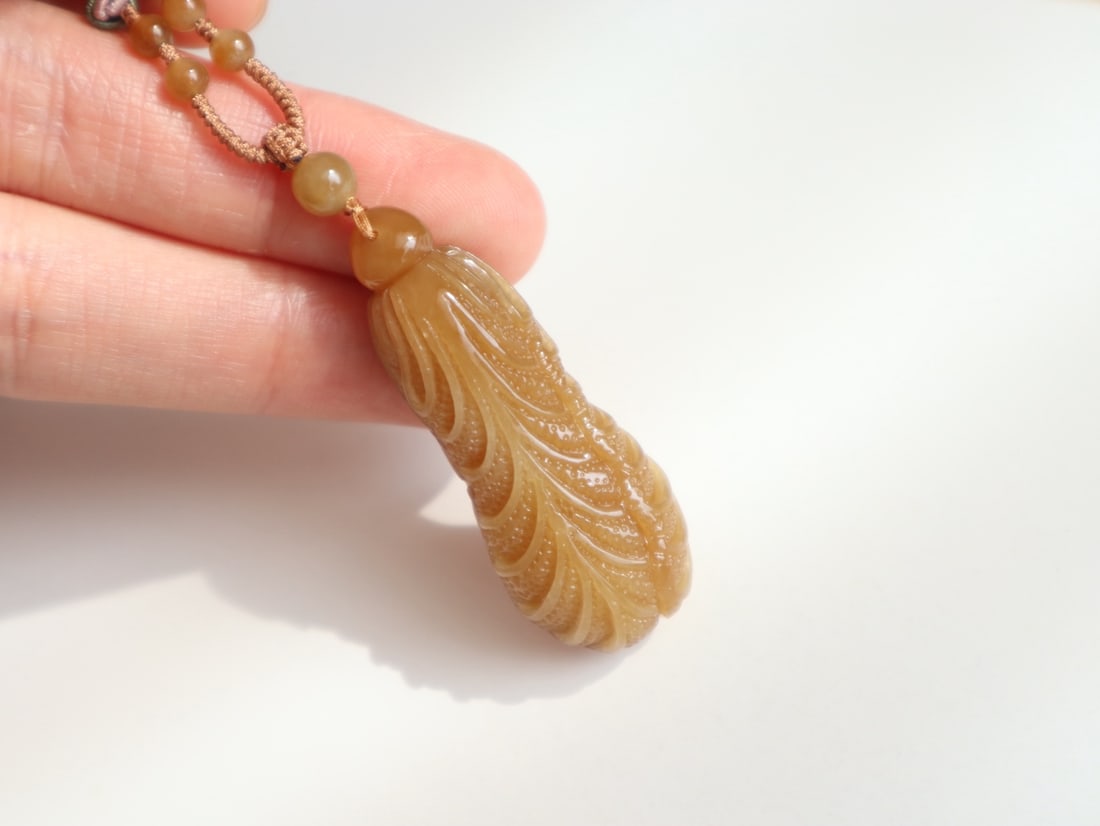Hetian Jade Hand-Carved Cabbage Pendant - 4