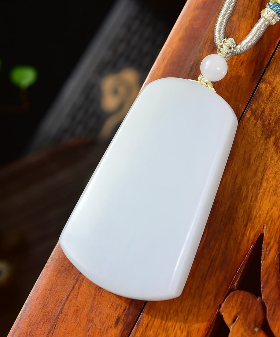 White Hetian Jade Lucky Pendant - 3