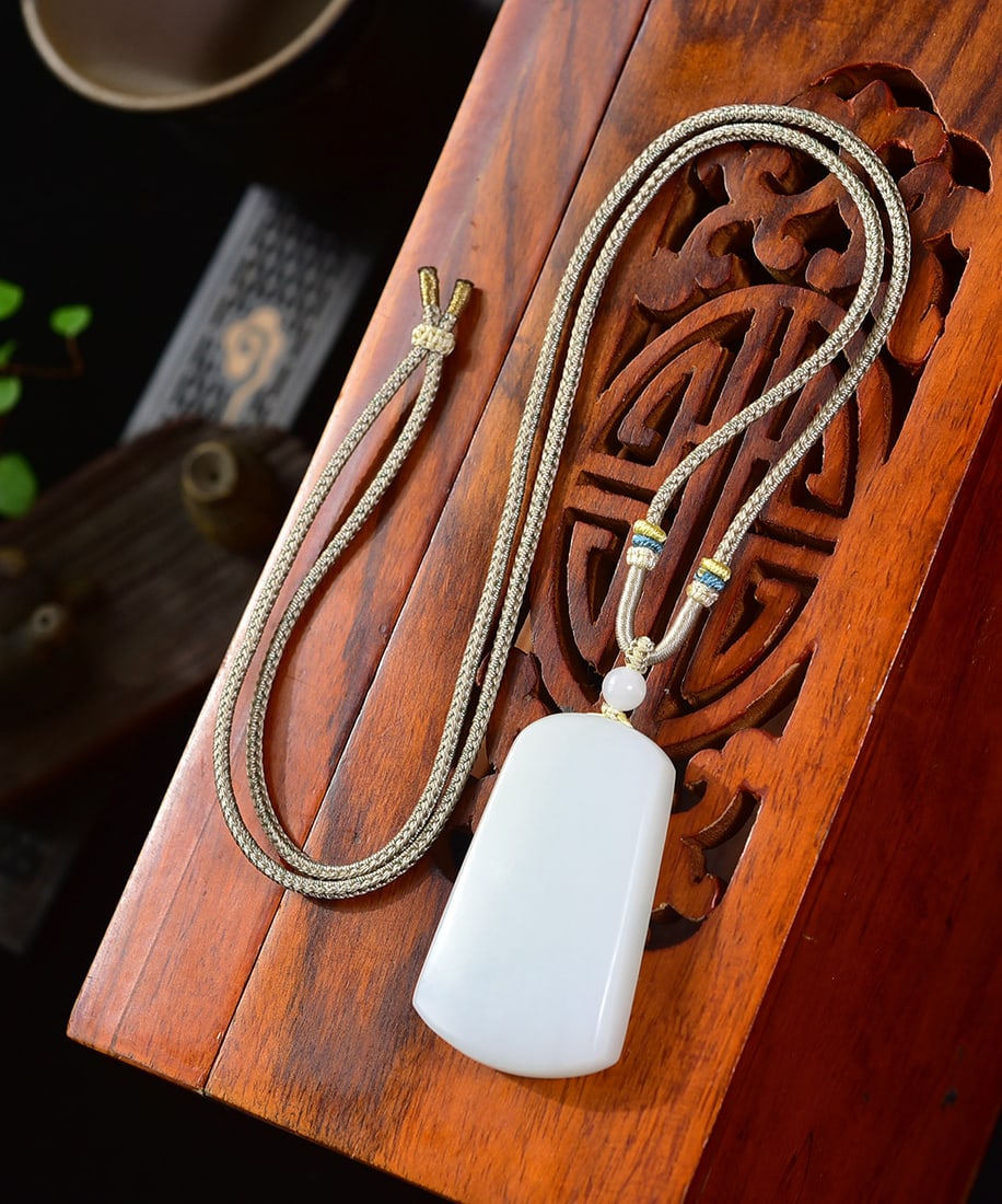 White Hetian Jade Lucky Pendant - 4